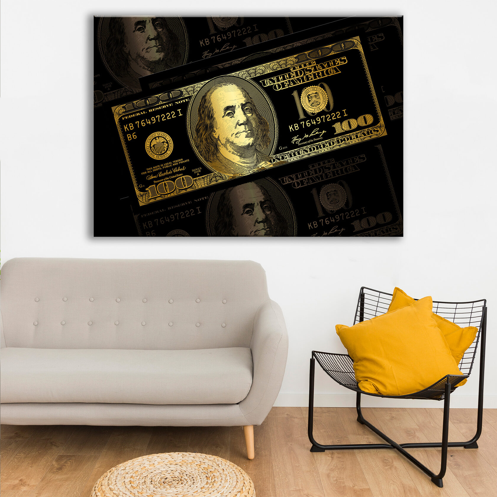 

Картина на холсте Golden Benjamin Franklin 130х100 см