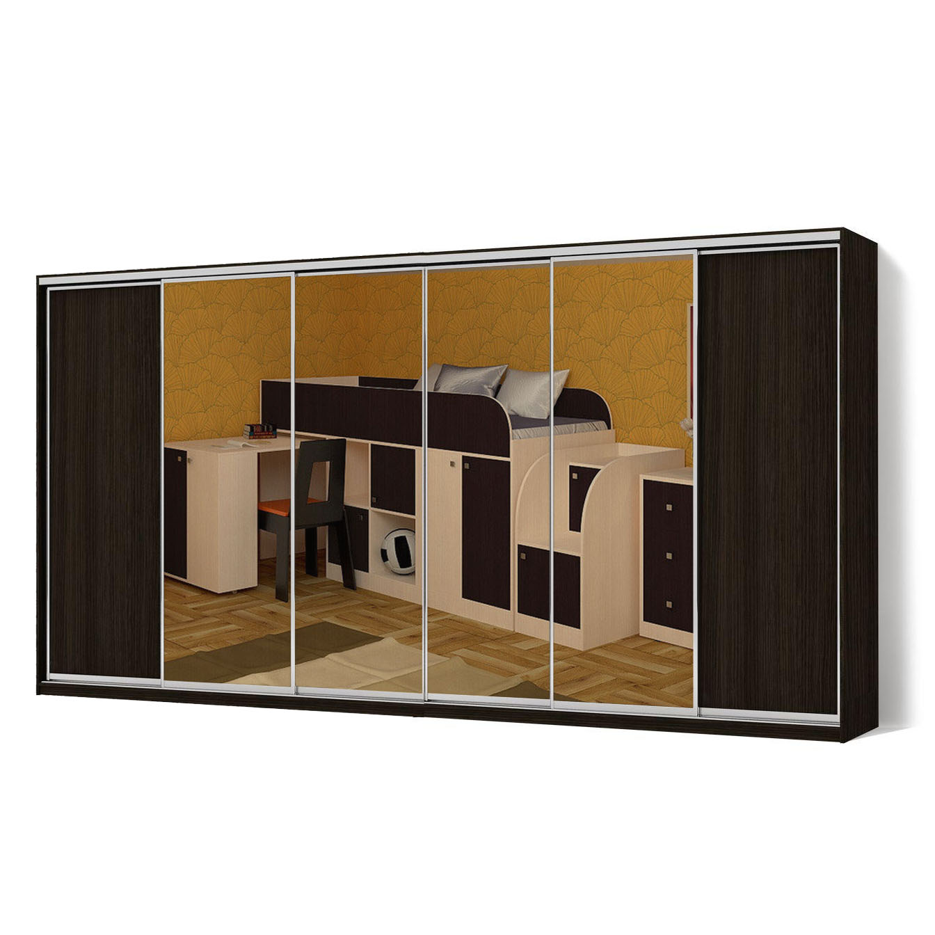 

Шкаф-купе Zevs Шестидверный ДСП+Зеркало 420х45х240 Венге