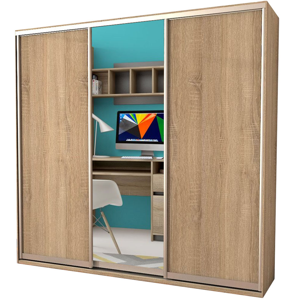 

Шкаф-купе Zevs Трехдверный ДСП+Зеркало ШК-5 180х45х240 дуб сонома