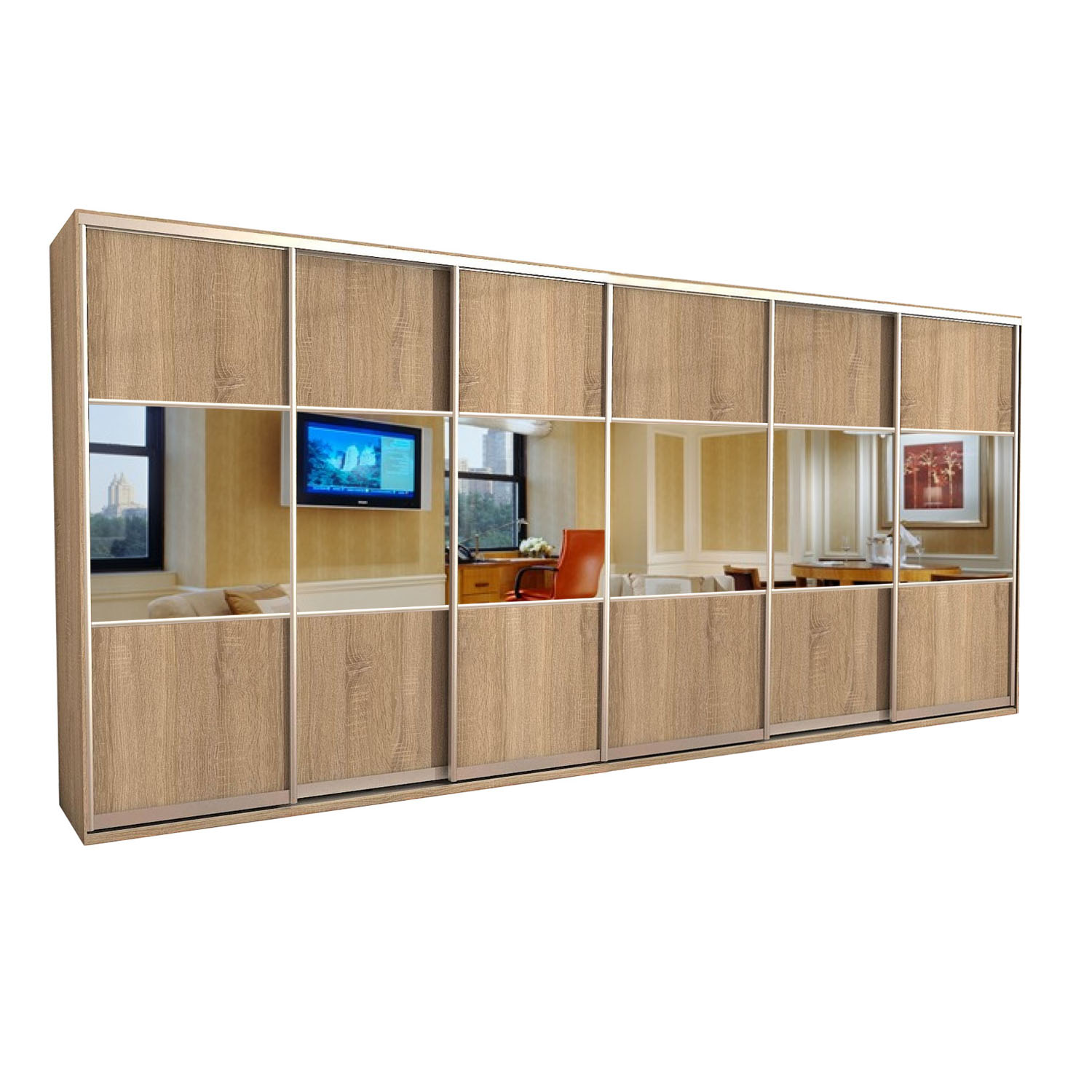 

Шкаф-купе Zevs Шестидверный Комби 520х60х240 дуб сонома