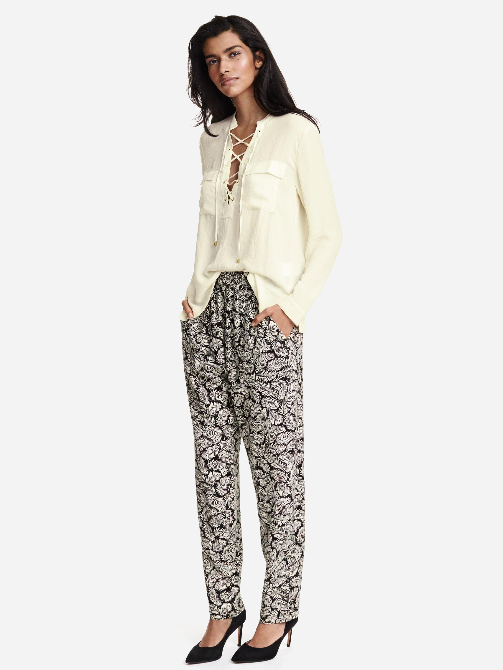 

Брюки H&M 3736963-z 38 Черные с белым