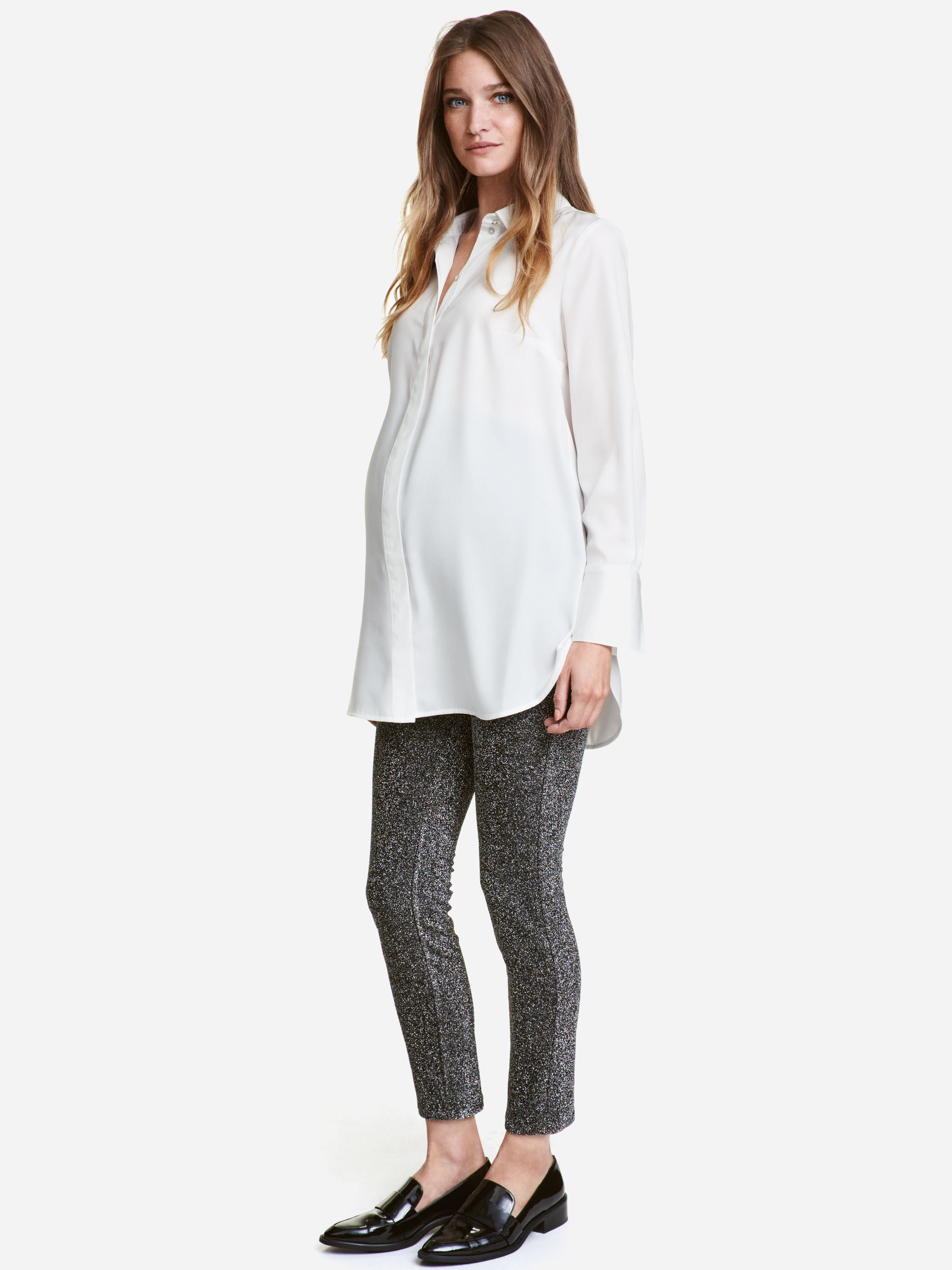 

Брюки для беременных H&M 4338954-ABSK S Серебристые с черным