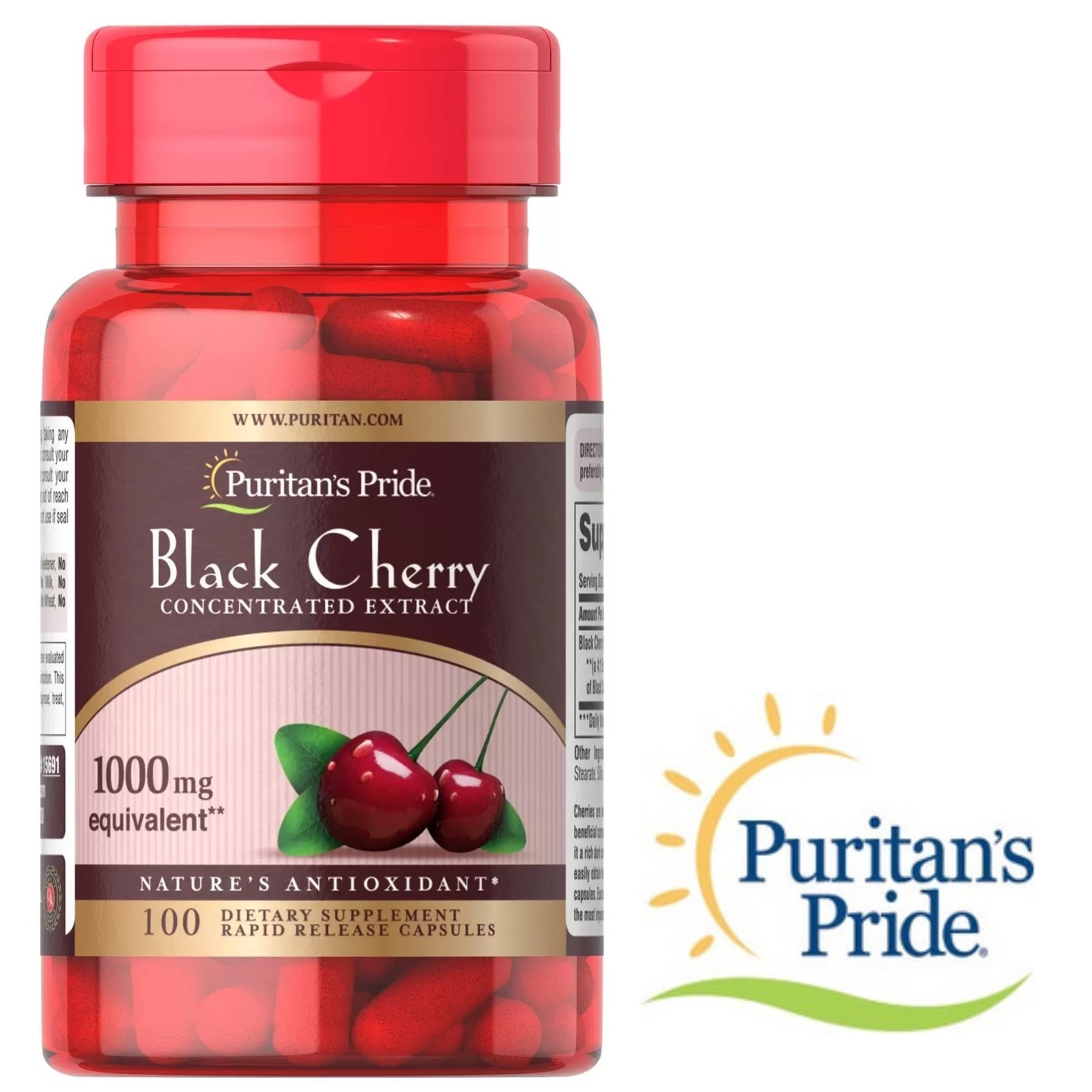

Добавка Puritan's Pride Black Cherry 1000 мг (Черная вишня) 100 капсул 1537