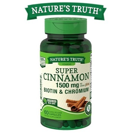 

Добавка Nature's Truth Super Cinnamon 1500 мг plus Biotin & Chromium (Корица, Биотин, Хром) 60 капсул 1471