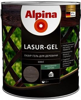 

ALPINA LASUR-GEL тонкослойная лазурь для защиты деревянных фасадов - ЧЕРНЫЙ глянец 0,75л.