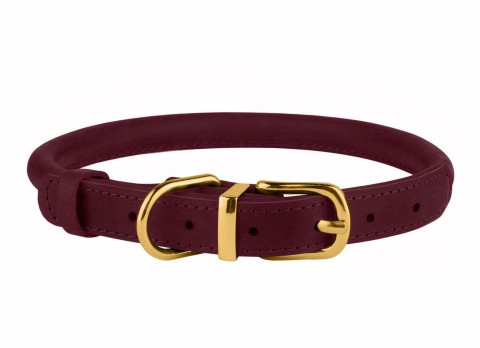 

Шкіряний Круглий Нашийник для Собак BronzeDog Premium Crazy бордовий, XL 11 мм 43-53 см