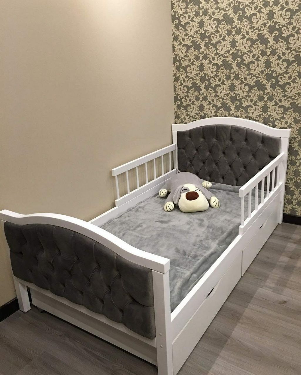 

Кровать детская мягкая с ящиками Teremokkids VDSbox-gray 90*170