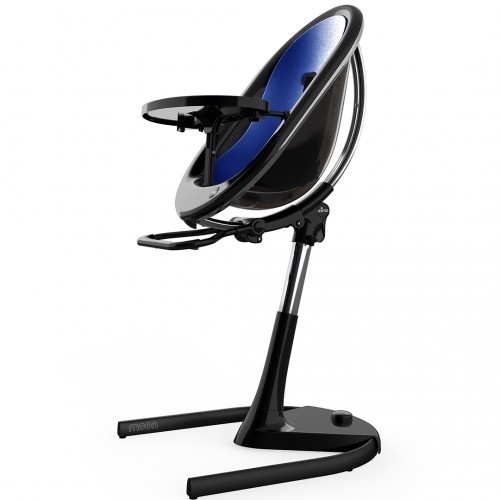 

Стульчик для кормления Mima Moon 2G c подножкой и вкладышем на черной раме Royal blue