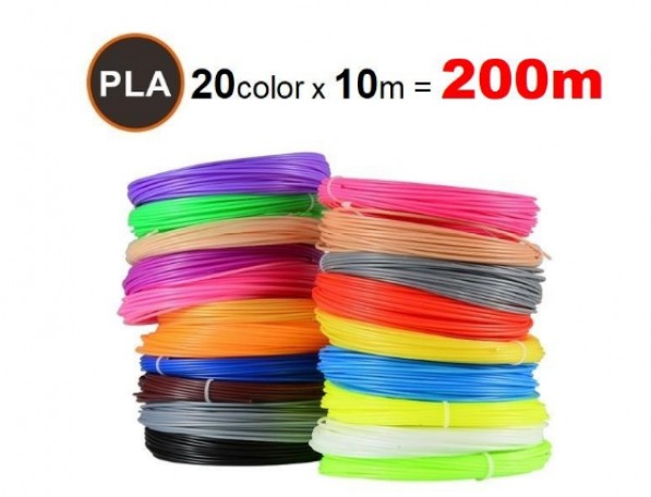 

Набор PLA пластика для 3D-ручки 3D pen 200 метров (20 цветов по 10 метров) 1.75 мм