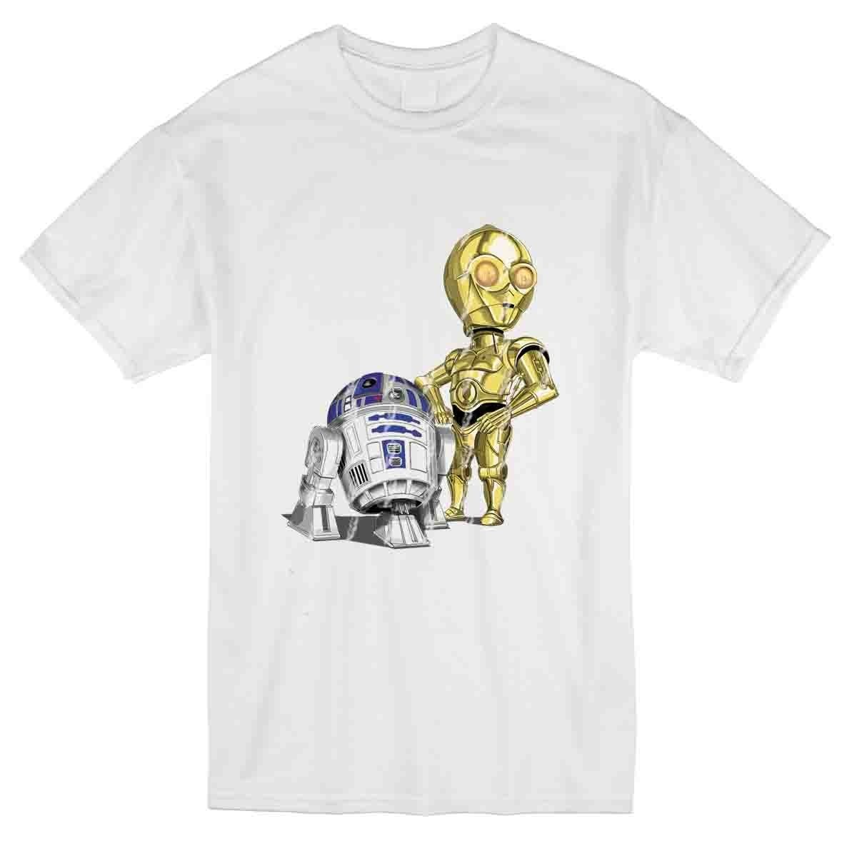 

​Футболка мужская с принтом "Комикс Звездные войны роботы*Comics Star Wars robots" белая  TM WallZoo, ​Футболка мужская с принтом "Комикс Звездные войны роботы*Comics Star Wars robots" белая L TM WallZoo