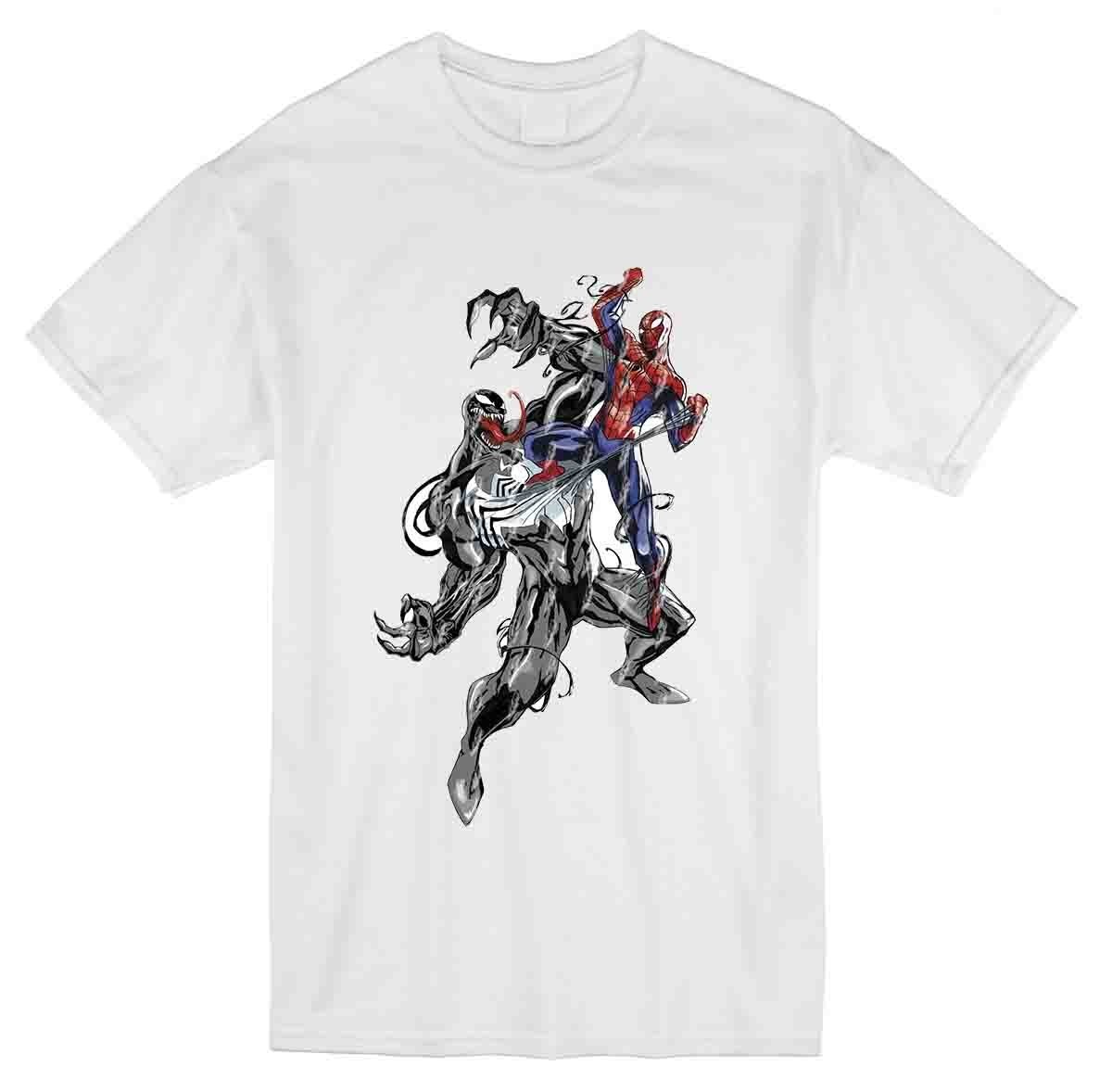 

​Футболка мужская с принтом "Комикс Веном против Спайдермена*Comics Venom vs. Spiderman" белая  TM WallZoo, ​Футболка мужская с принтом "Комикс Веном против Спайдермена*Comics Venom vs. Spiderman" белая S TM WallZoo