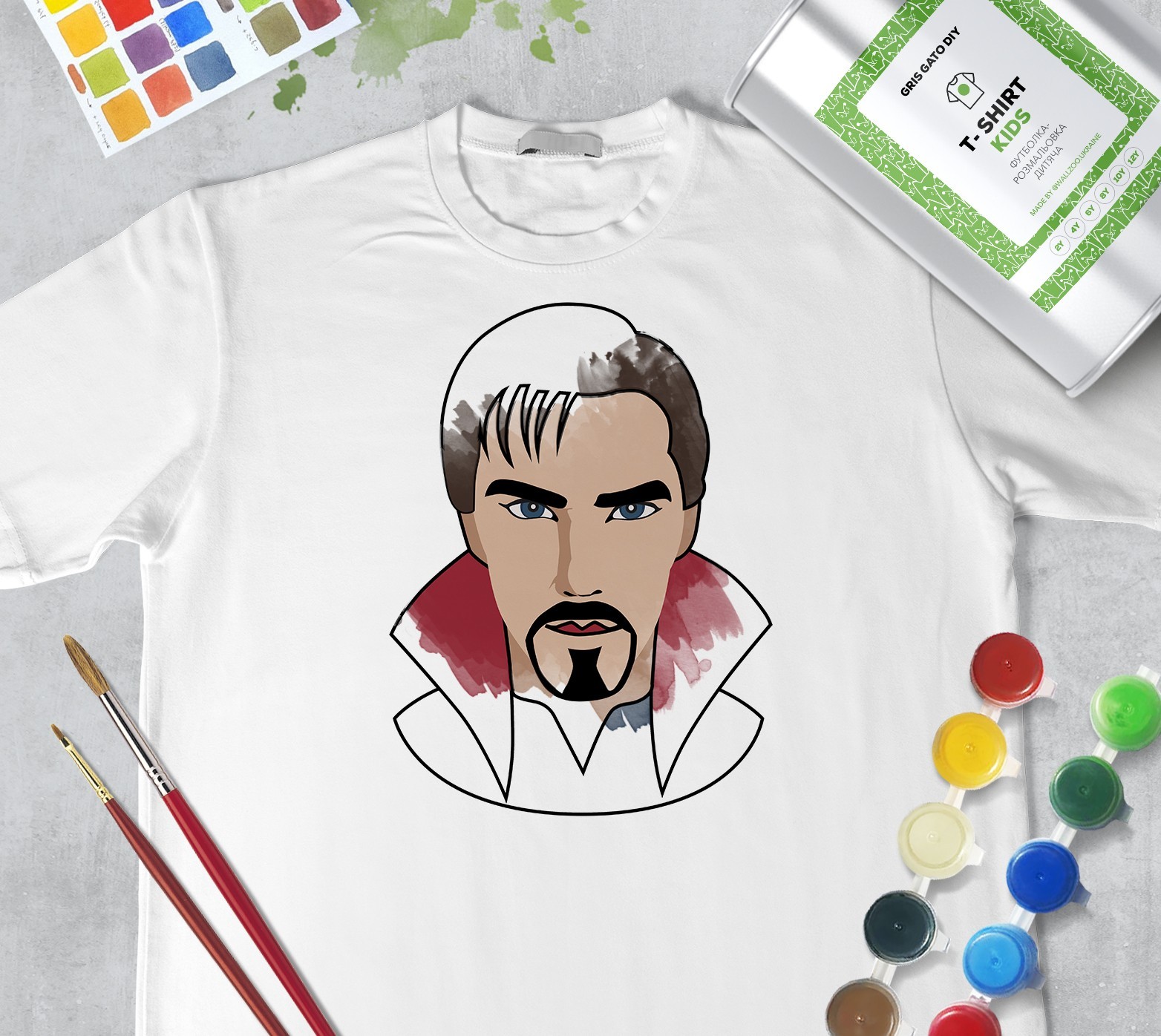 

Набор для рисования для девочек "Доктор Стрендж" Dr. Strange" Футболка-раскраска белая (+краски и 2 кисточки) WallZoo 140см 9-11 лет