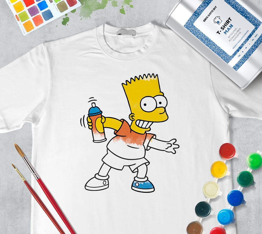 

Футболка раскраска для мужчин "Барт Симпсон" Bart Simpson" (+ краски) WallZoo белая, Футболка раскраска для мужчин "Барт Симпсон" Bart Simpson" (+ краски) WallZoo белая m