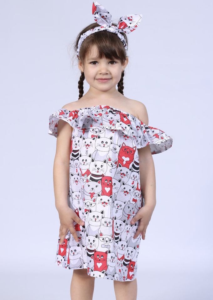 

Сарафан летний КОТЫ для девочек +солоха, Артикул: SM2000 (110 СМ)