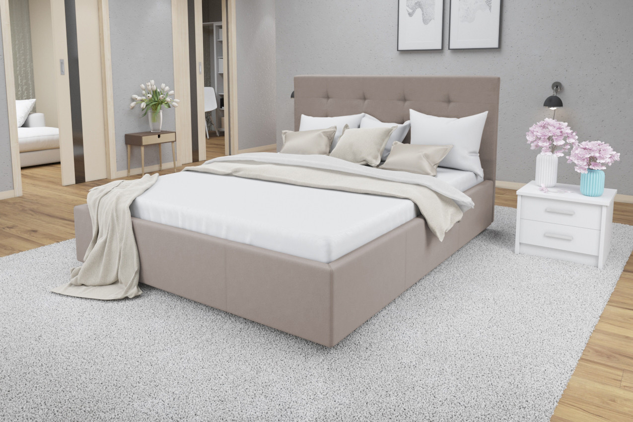 

Мягкая кровать MUNGER Зелла 160x200, в комплектации Комфорт, с расстоянием 4,5 см между ламелями, с обивкой из ткани Misty Mocco