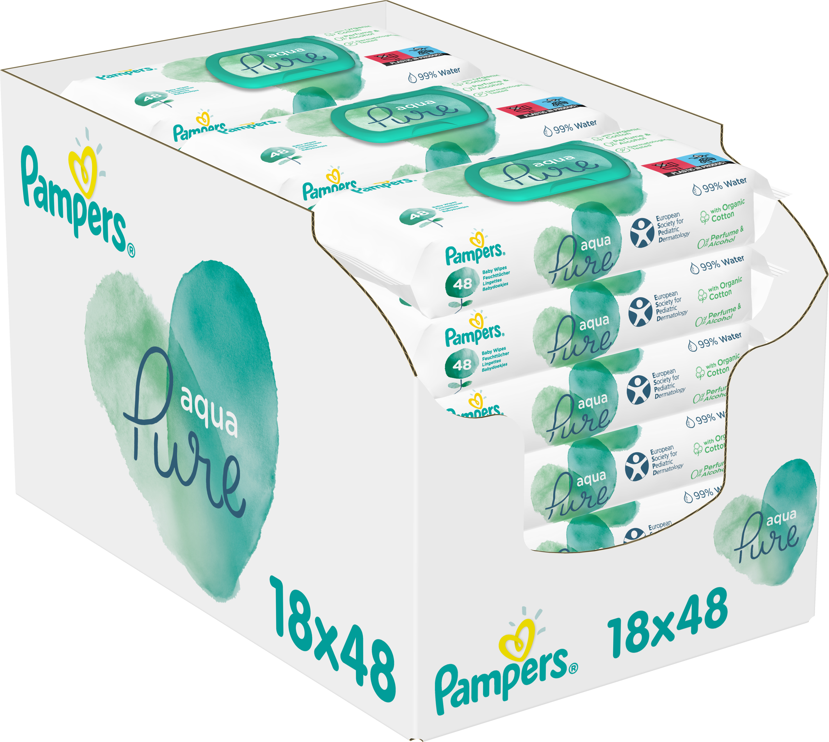 

Детские влажные салфетки Pampers Aqua Pure 18 x 48 шт (8001090603449)