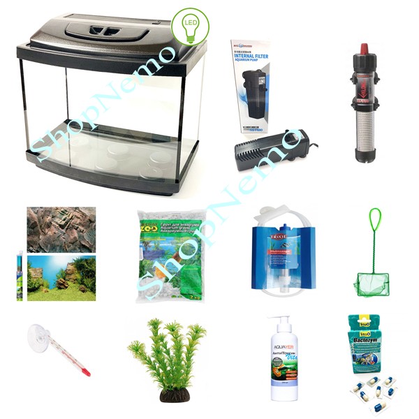 

Аквариумный набор Zoocool 400-250-200 (20л) 4мм овальный LED-E14 черный силикон
