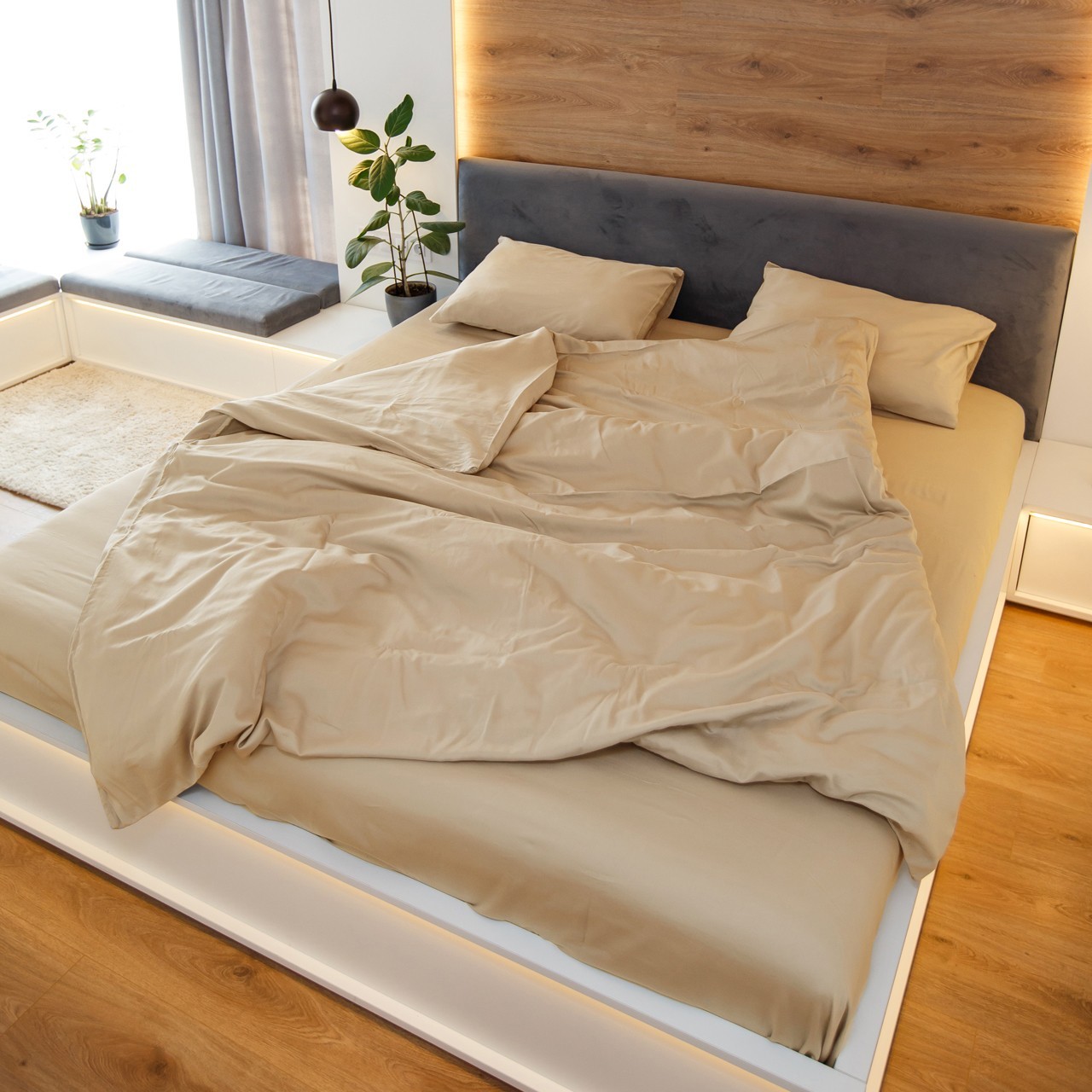 

Пододеяльник NaviHome 175х210 см сатин бежевый