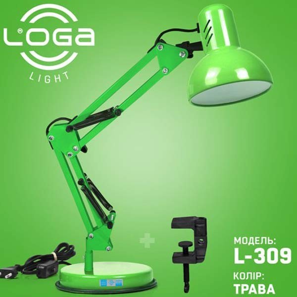 

Настольная лампа-пантограф LOGA light L-302 зелёная (Трава) Е27