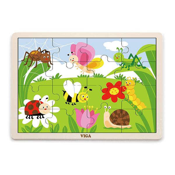 

Деревянный пазл Viga Toys Насекомые, 16 элементов