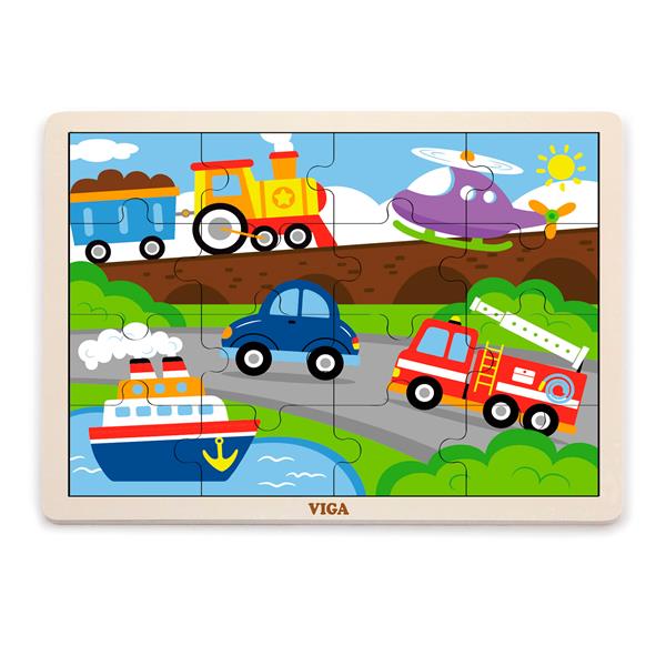 

Деревянный пазл Viga Toys Транспорт, 16 элементов