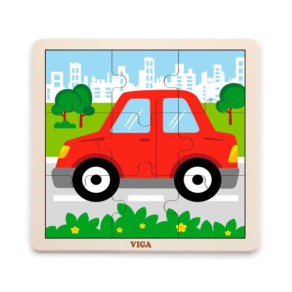 

Деревянный пазл Viga Toys Машинка, 9 элементов