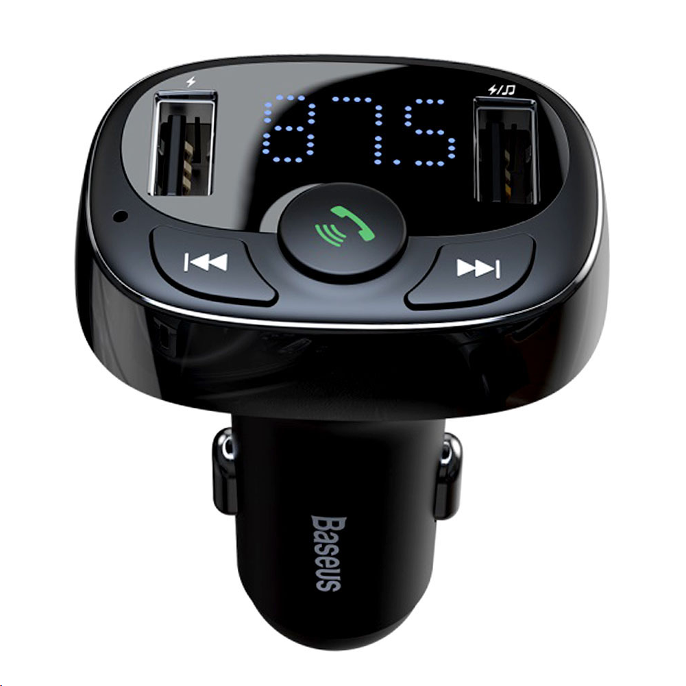 

Автомобильное зарядное устройство Baseus с Bluetooth FM модулятор 2.4 A 2USB Черный