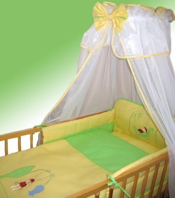 

Постельный комплект в детскую кроватку с балдахином 7 пр. Агу Божья коровка 120х60 желтый 129421