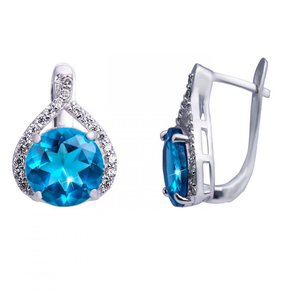 

Серьги из серебра с куб. циркониями и кварцем 146692