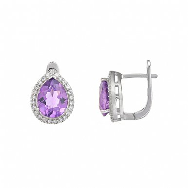 

Серьги из серебра с аметистами и куб. циркониями 146656