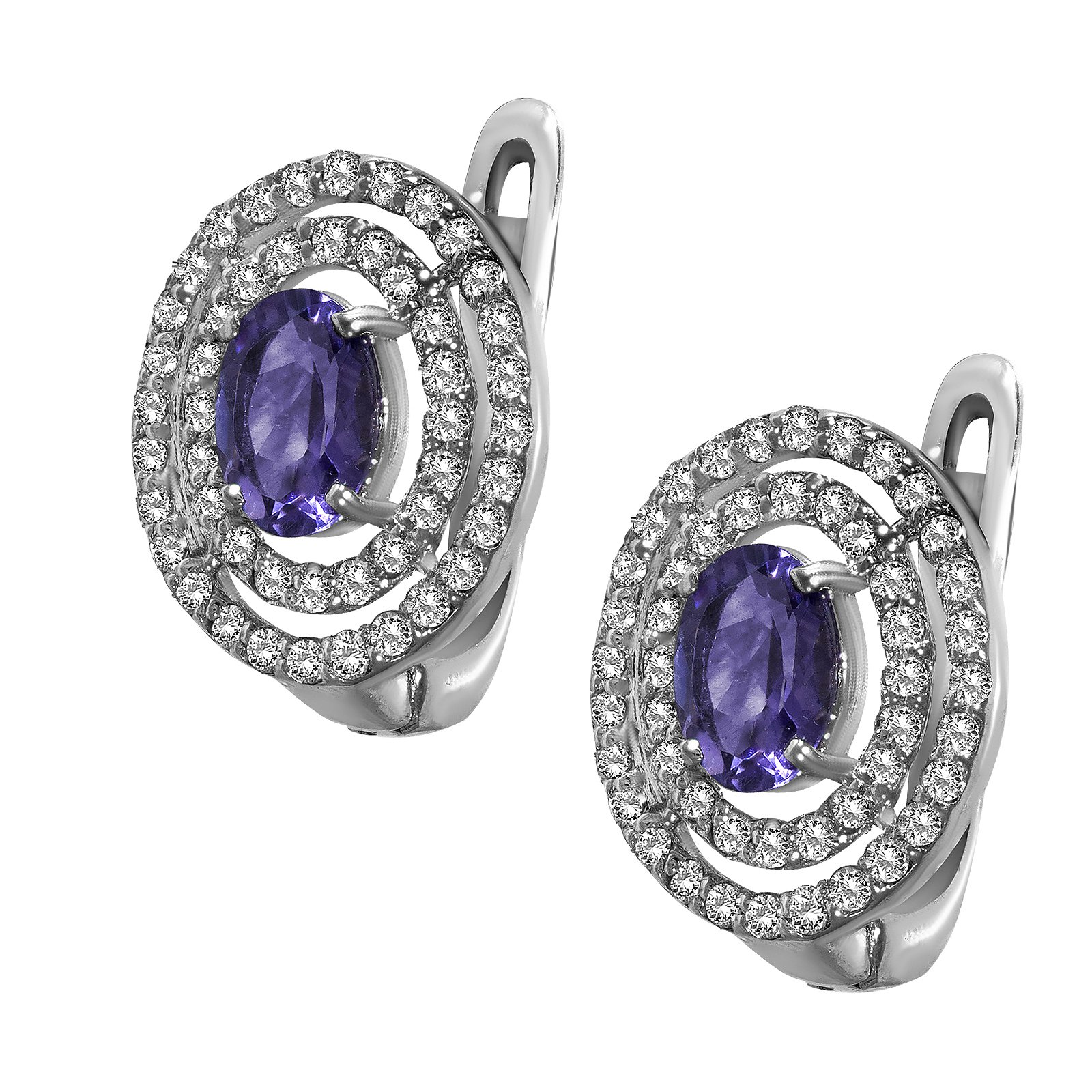 

Серьги из серебра с аметистами и куб. циркониями 145435