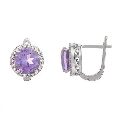 

Серьги из серебра с аметистами и куб. циркониями 146654
