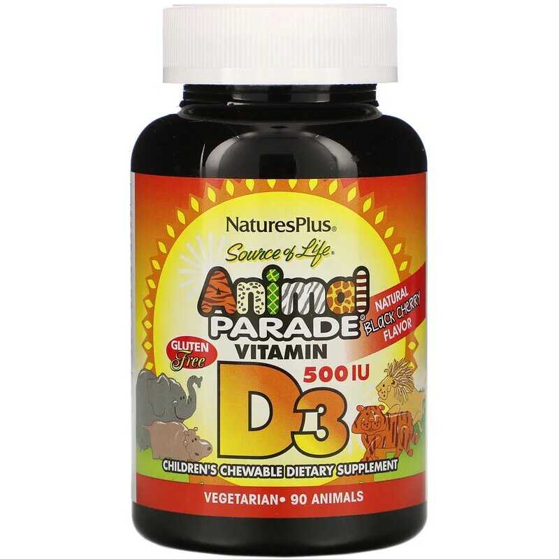 

Витамины Nature's Plus Vitamin D3 500IU Animal Parade 90 таблеток (4384303419)