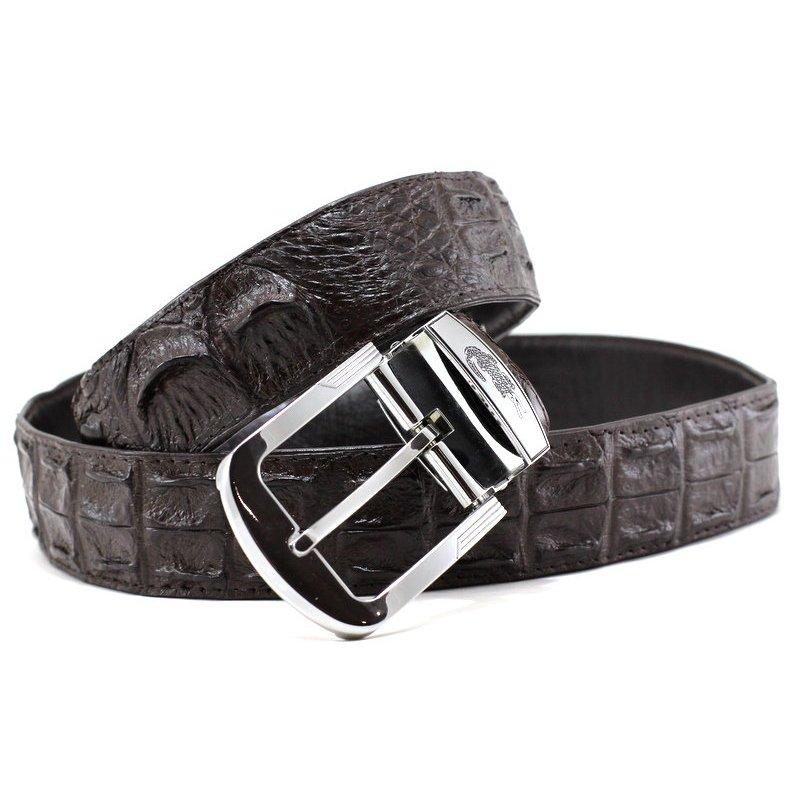 

Ремень мужской из натуральной кожи крокодила с классической пряжкой, цвет коричневый