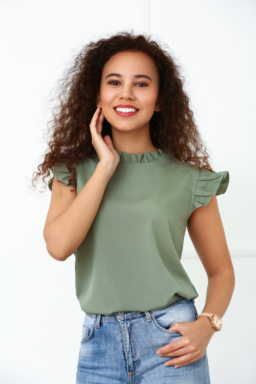 

Элегантная блуза Fashion Girl "Elen"  оливковый, Элегантная блуза Fashion Girl "Elen" 48 оливковый