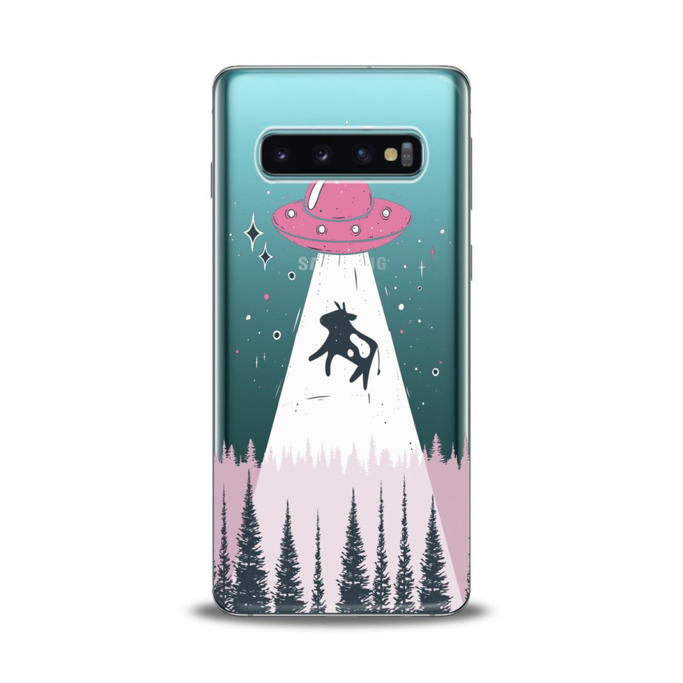 Чехол силиконовый для Samsung (Розовое НЛО, пришельцы) Galaxy S10 ...