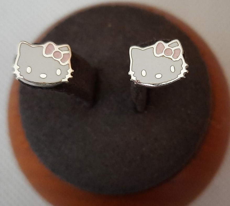 

Серебряные детские серьги пусеты с горячей эмалью (розовые) Family HK84315
