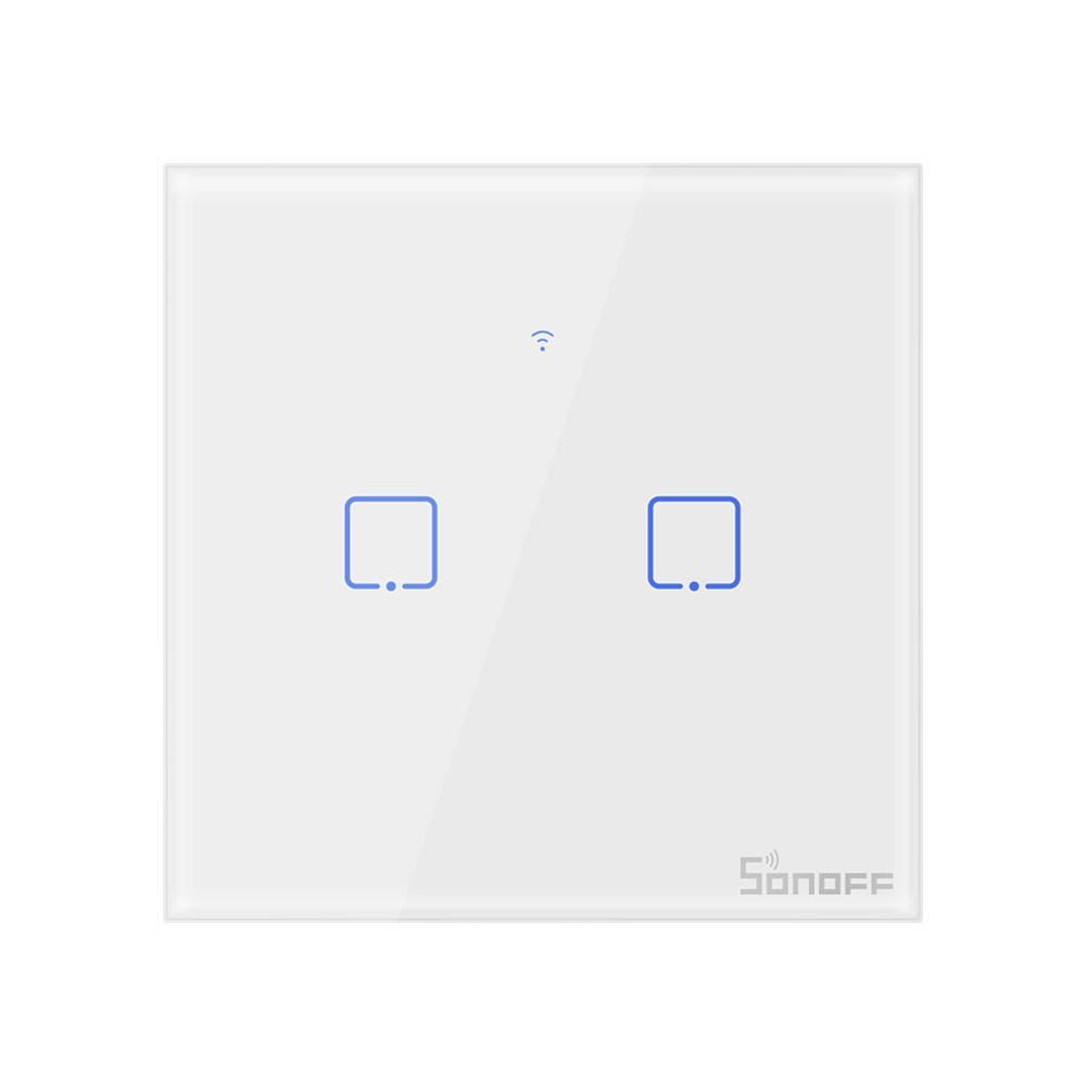 

Сенсорный Wi Fi выключатель Sonoff T2 два канала, белый