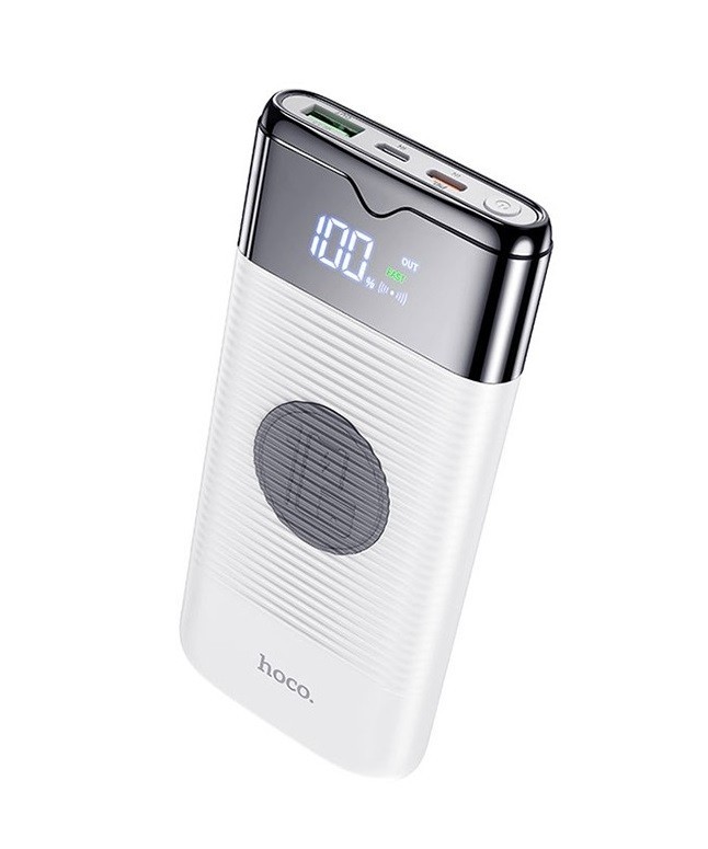 

Powerbank Hoco 10000mAh с беспроводной зарядкой для iPhone/Android 18W/3A, QC/PD White