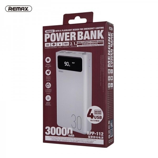 

Павербанк Remax Power Bank 30000mAh|4USB/Type-C/Lightning, 2.1A|для iPhone, Android, Xiaomi, Samsung, Huawei