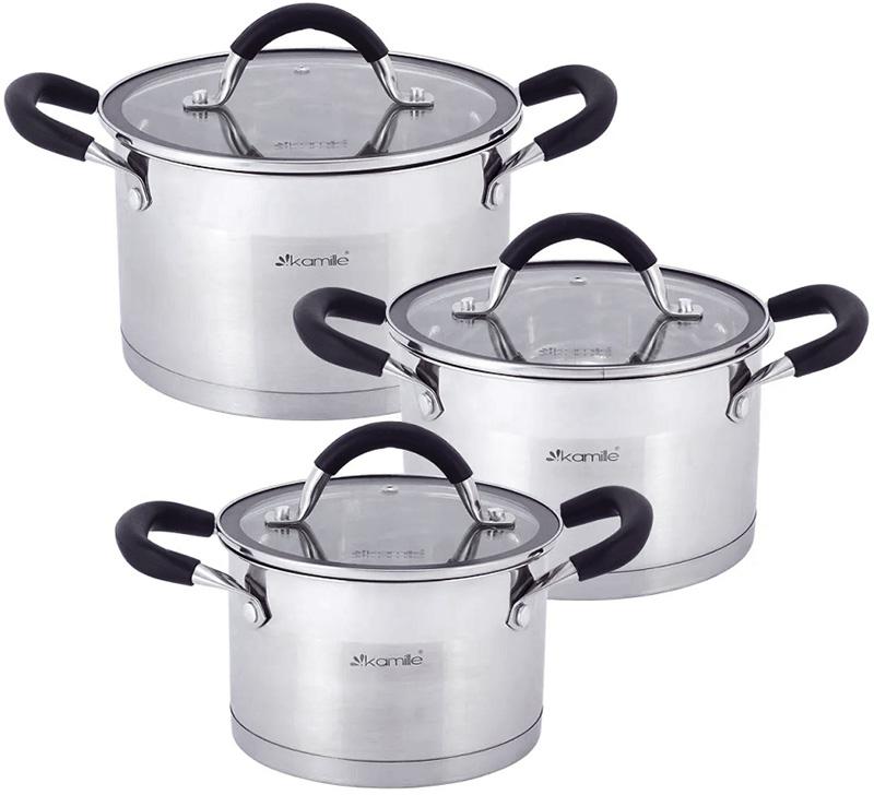 

Набор 3 кастрюли Kamille Marsaili 2л, 2.7л и 3.7л с силиконовыми ручками Kamille KM-5752