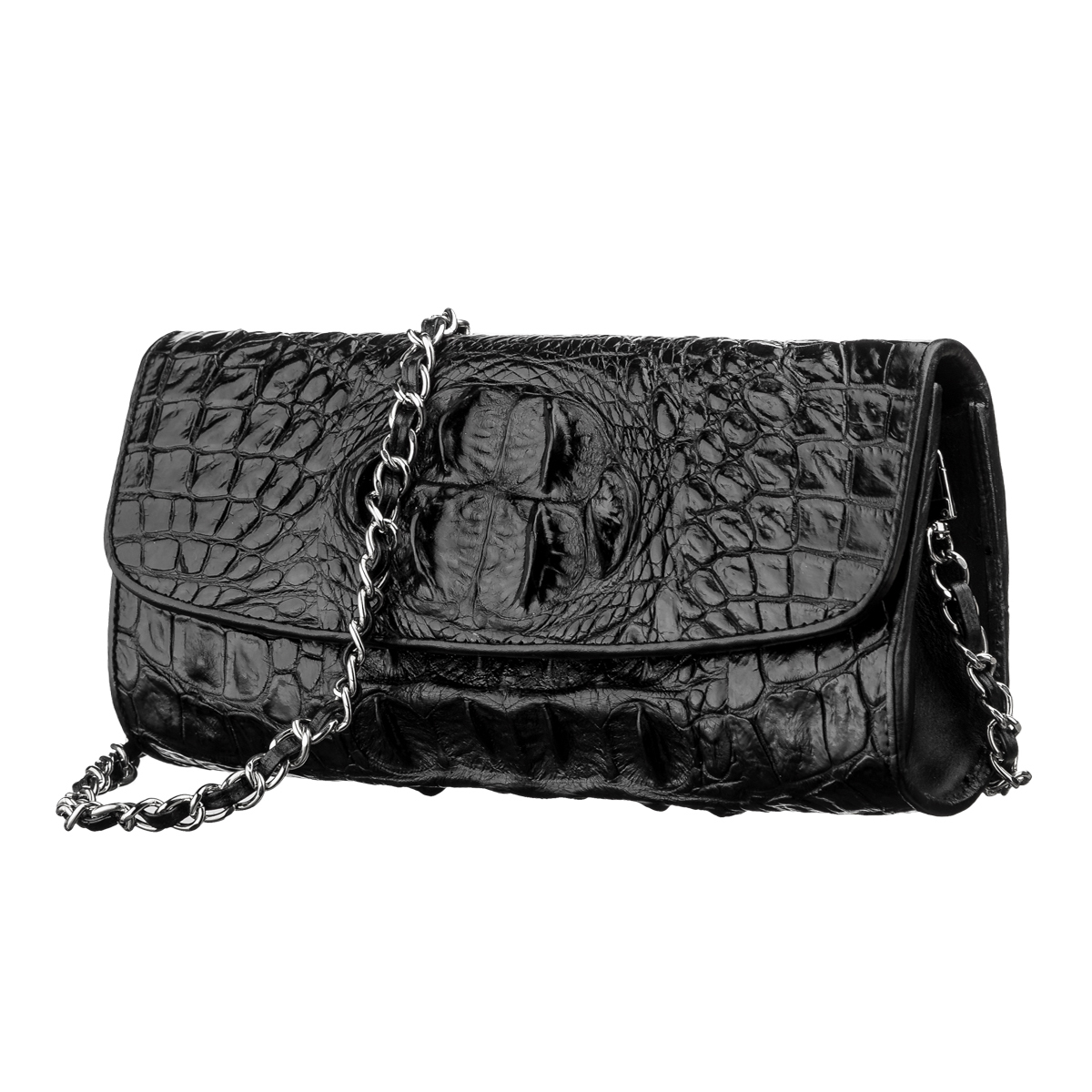 

Женская кожаная сумка CROCODILE LEATHER 24,5х18,5х13 см Черный 000154256