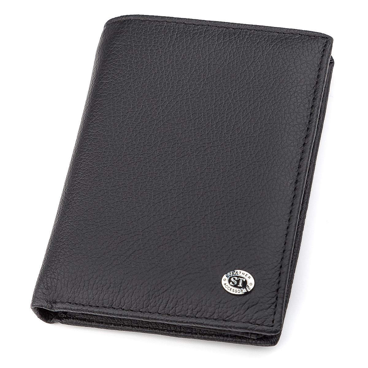 

Мужской кожаный кошелек (ST-2) ST Leather 10х13,5х3 см Черный 000154955