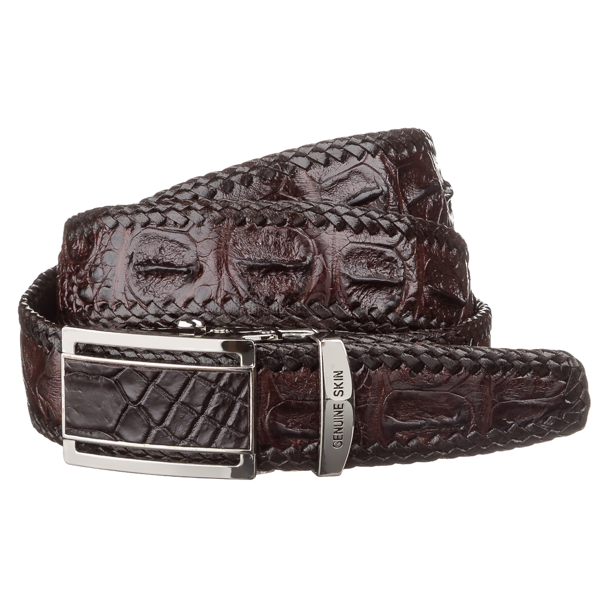 

Мужской кожаный ремень CROCODILE LEATHER 3,7х120 см Коричневый 000154461