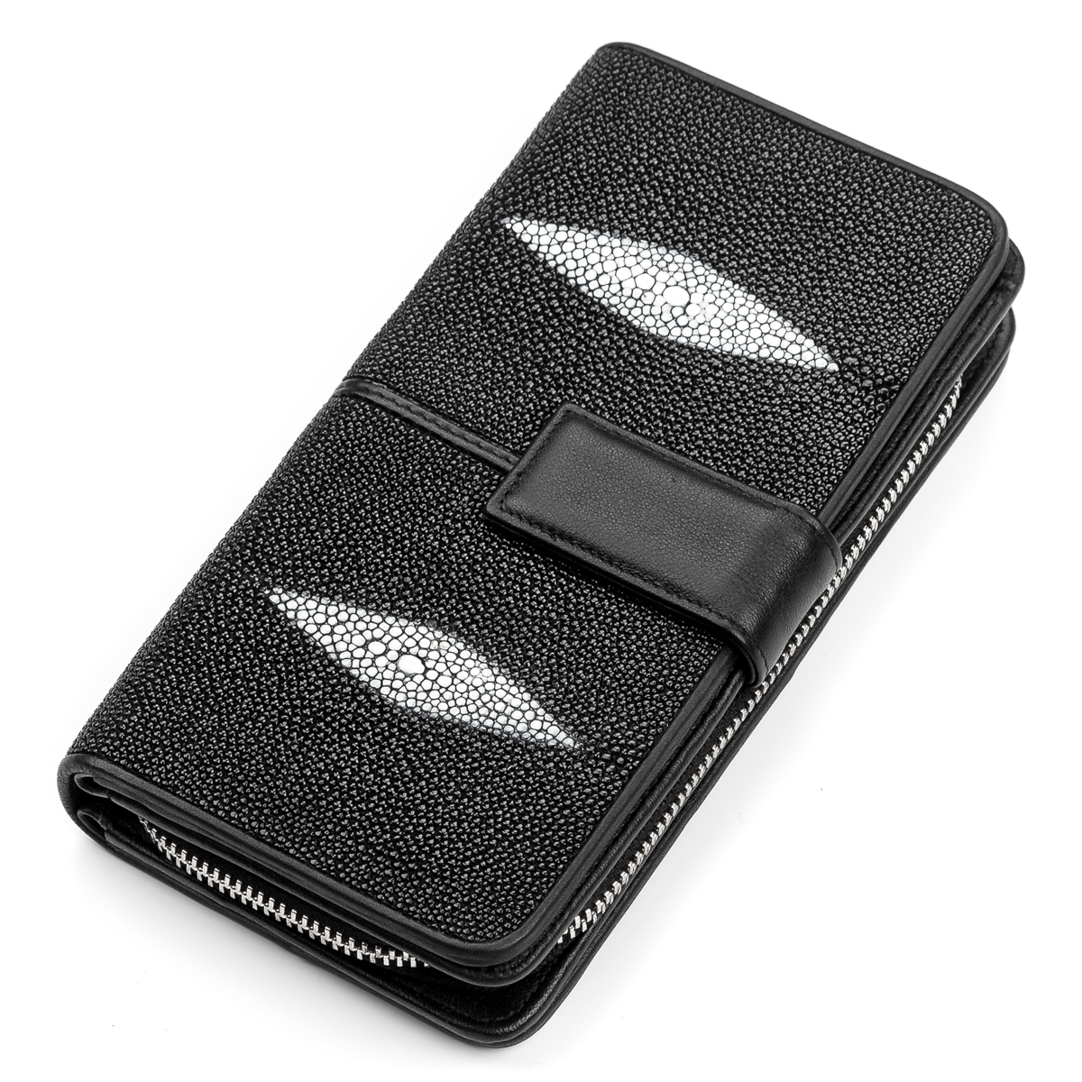 

Женский кожаный кошелек-клатч STINGRAY LEATHER 19х10 см Черный 000155191