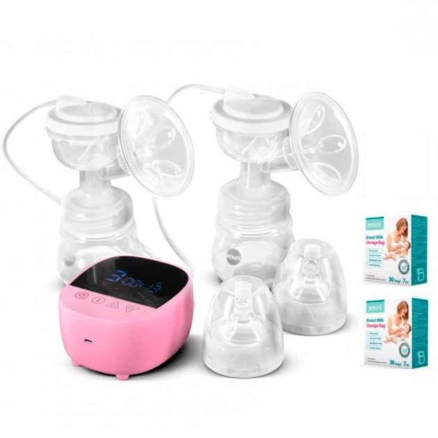

Электрический двойной двухфазный молокоотсос Bebumi BD1 (pink) с силиконовой соской + пакеты для хранения грудного молока Bebumi 60 штук