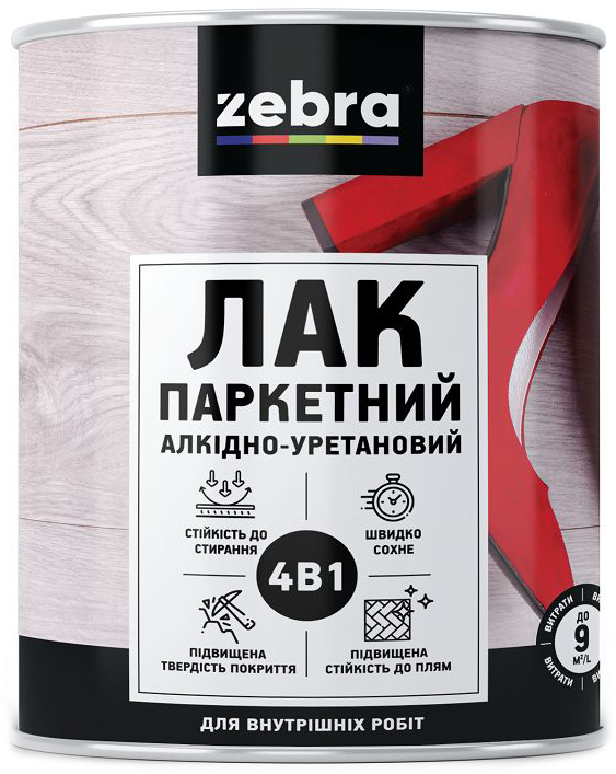

Лак паркетный глянцевый Zebra 2.1 л Бесцветный (4823048027541)