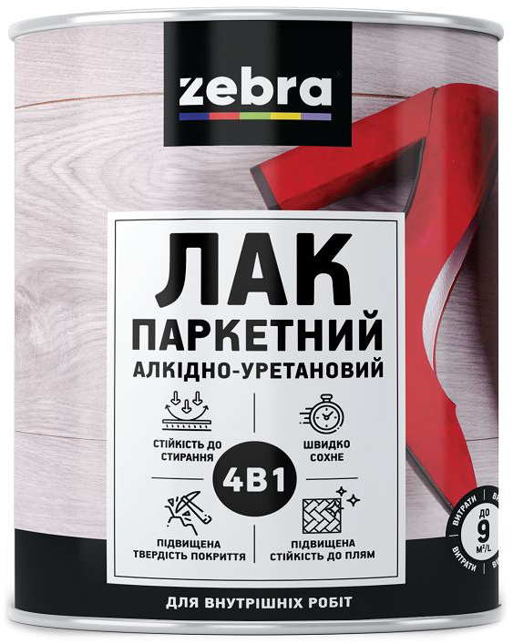 

Лак паркетный матовый Zebra 0.75 л Бесцветный (4823048026919)