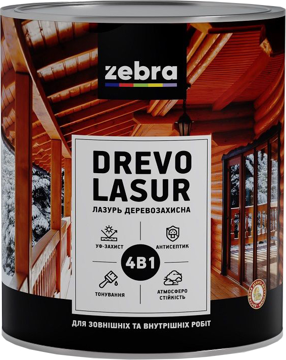 

Лазурь деревозащитная 4в1 Zebra 2.1 л Палисандр (4823048025653)
