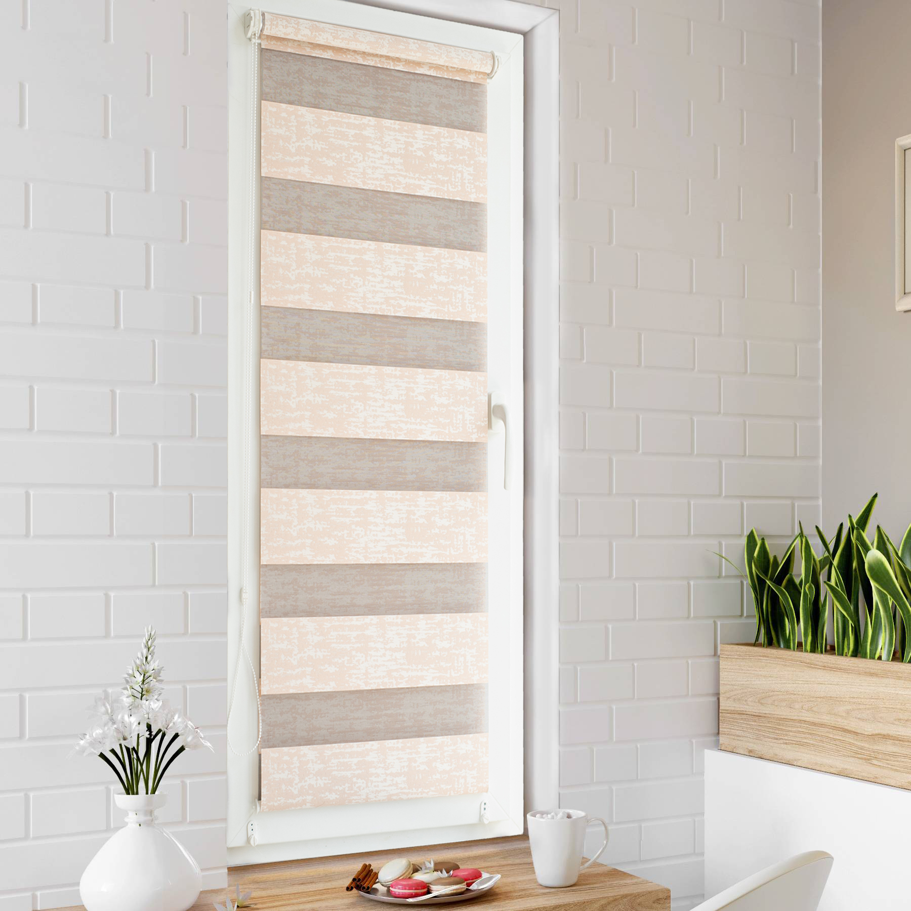 

Тканевой ролет Roll deLuxe День Ночь Агат персик 145см*160см